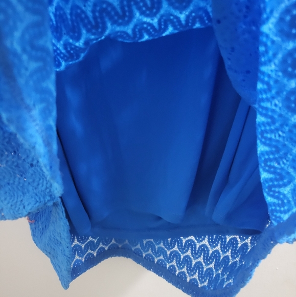 Ruby rd blue women's overshirt crochet sleeveless top - Picture 5 of 5